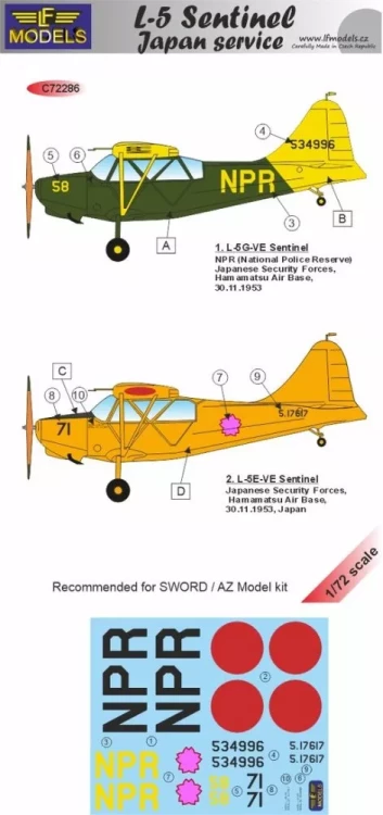 Lf Model C72286 Decals L-5 Sentinel Japanese service 1/72