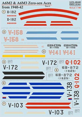 Print Scale C48228 A6M Zero-Sen Aces - Part 2 (wet decal) 1/48