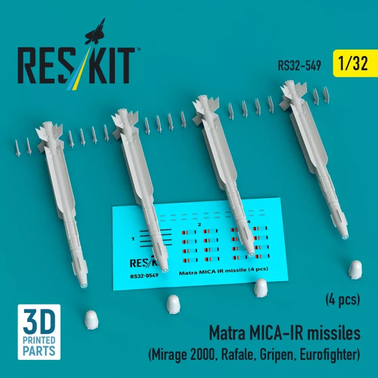 Reskit 32549 Matra MICA-IR missiles (4 pcs.) 1/32