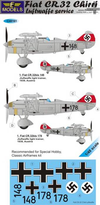 Lf Model C48161 Decals Fiat CR.32 Chirri Luftwaffe Service 1/48