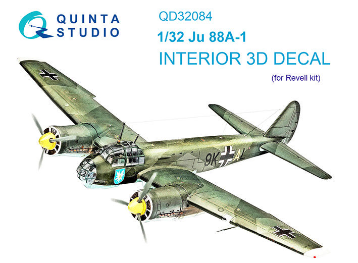 Quinta studio QD32084 Ju 88A-1 (Revell) 3D Декаль интерьера кабины 1/32