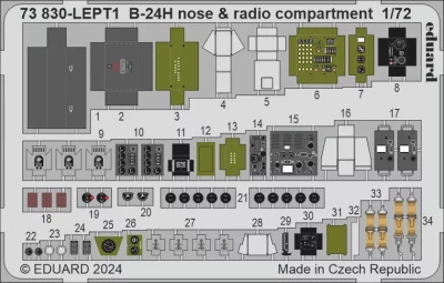 Eduard 73830 SET B-24H nose &amp; radio compartment (AIRF) SET 1/72