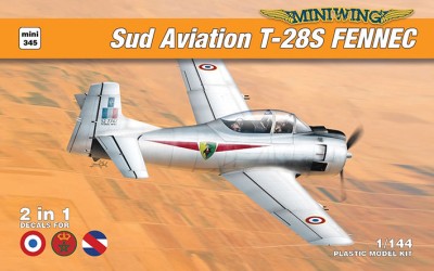 Miniwing Plastic MINI345 Sud-Aviation T-28S FENNEC astic kits, 3 decals versions, BOXED Decals for the Royal Morrocan Air Force, Aviacion Naval Uruguaya and Armme de L'air France 1/144