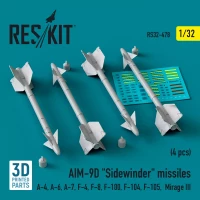 Reskit 32478 AIM-9D 'Sidewinder' missiles (4 pcs.) 1/32