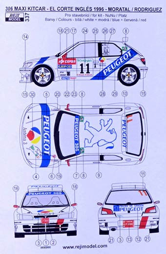 Reji Model 337 Peuegot 306 Maxi Kit Car El Corte Ingles 1996 1/24