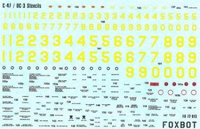 Foxbot Decals FBOT72013 Douglas C-47 / DC-3 Stencils Airfix, Italeri, ESCI, Revell kits 1/72