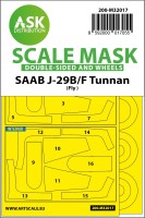 Art Scale 200-M32017 Saab J-29B/J-29F wheels and canopy frame paint masks (inside & outside) Kabuki masking foil 1/32