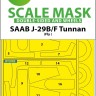 Art Scale 200-M32017 Saab J-29B/J-29F wheels and canopy frame paint masks (inside & outside) Kabuki masking foil 1/32