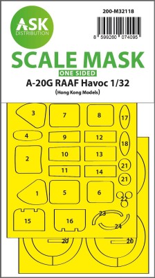 Art Scale 200-M32118 Douglas A-20G RAAF Havoc canopy frame paint mask (outside only) 1/32