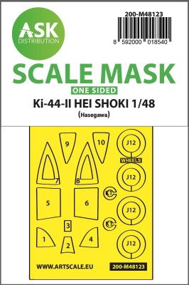Art Scale 200-M48123 Nakajima Ki-44-II HEI SHOKI wheels and canopy frame paint mask (outside only) 1/48