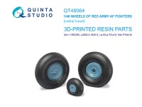 Quinta studio QT48064 Колеса ЛаГГ-3, МиГ-3, Ла-5/Ла-7/Ла-9, Як-7/Як-9, И-185/250 с радиальным протектором (Для всех моделей) 1/48