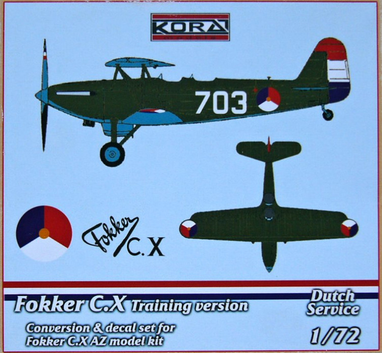 Kora Model C7255 Fokker C.X Trainer - Conv.Set (Dutch service) 1/72