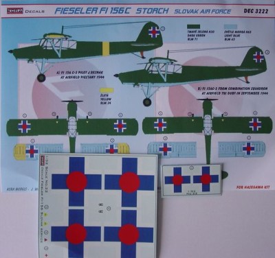Kora Model DEC3222 Fi 156 C Storch (Slovak Air Force) декали 1/32