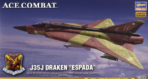 Hasegawa 52140 Истребитель J35J DRAKEN ESPADA из игры «ACE COMBAT» (Limited Edition) 1/72