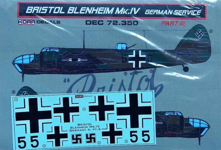 Kora Model DEC72350 B.Blenheim Mk.IV German service III. декали декали 1/72