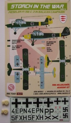 Kora Model DEC7265 Fi-156 C-3 (in Balkan Campaign) декали декали 1/72