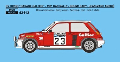 Reji Model 43113 Renault 5 Turbo - RAC Rally 1981 1/43