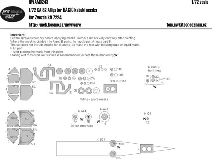 New Ware NWA-M0243 1/72 Mask Ka-52 Alligator BASIC (ZVE 7224)