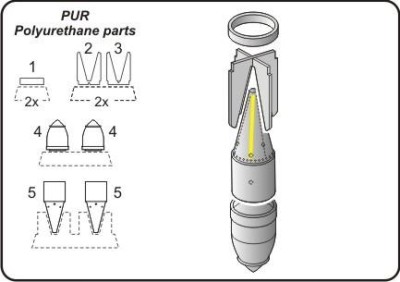 CMK Q72034 German WW II 1000kg aircraft bomb2 pcs 1/72