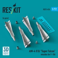 Reskit 72476 AIM-4 (F, G) 'Super Falcon' missiles F-106 1/72