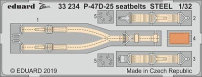 Eduard 33234 1/32 P-47D-25 seatbelts STEEL (HAS)