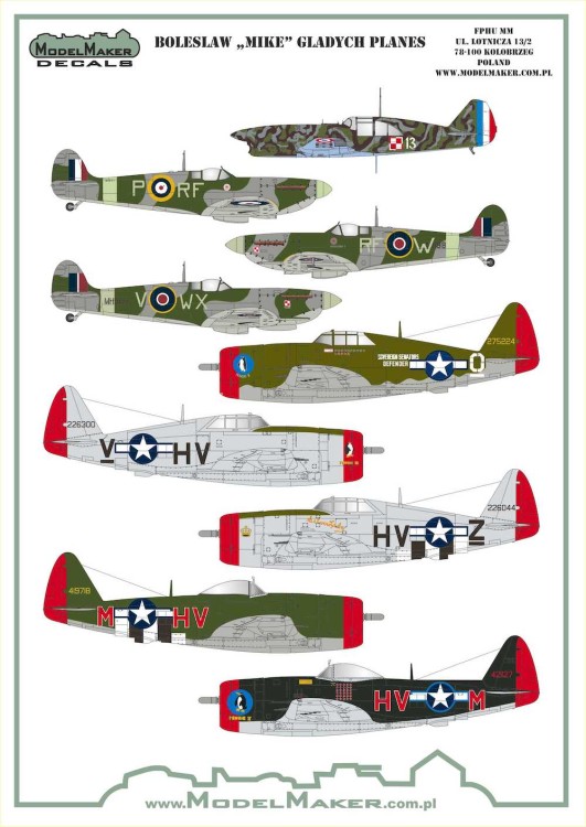 Model Maker Decals D72182 Boleslaw "Mike" Gladych planes 1/72