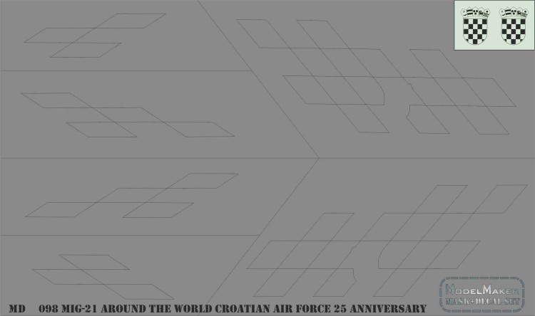 Model Maker Decals MD72098 Mikoyan MiG-21 Around the World Croatian Air Force 25 anniversary 1/72