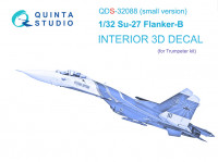 Quinta studio QDS-32088 Су-27 (Trumpeter) (small version) 3D Декаль интерьера кабины 1/32
