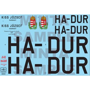 HAD 72091 Decal Ju-52/3m HA-DUR 1/72