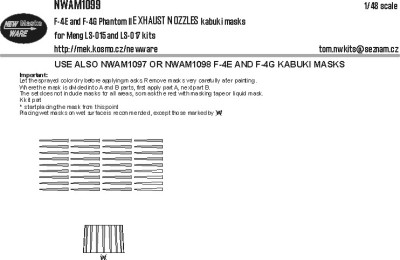 New Ware NWA-M1099 Mask F-4E, F-4G Phantom II EXH.NOZZLES (MENG) 1/48