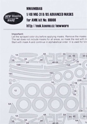 New Ware NWA-M0046 1/48 Mask MiG-31 B/BS ADVANCED (AMK)