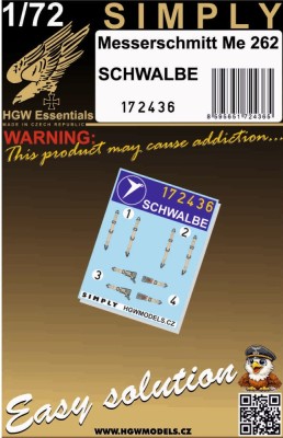 HGW 172436 Seatbelts Me 262 Schwalbe (SIMPLY) 1/72