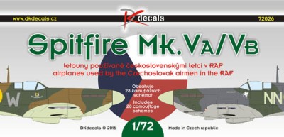 Dk Decals 72026 Spitfire Mk.VA/VB CZ pilots in RAF (30x camo) 1/72