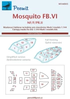Peewit M144043 Canopy mask Mosquito FB.VI (MARK 1 MOD.) 1/144