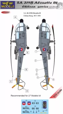 Lf Model C72287 Decals SA 319B Alouette III Chilean service 1/72