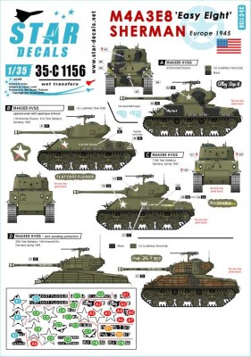 Star Decals 35-C1156 M4A3E8 Easy Eight Sherman. Easy Eight in Europe 1945 1/35