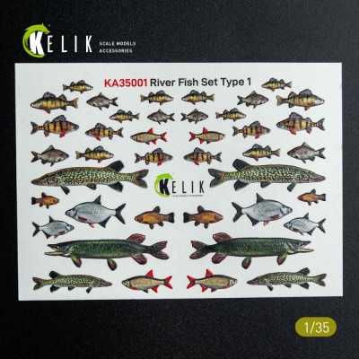 Reskit KA35001 River Fish set Type 1 - 3D Decal for dioramas 1/35
