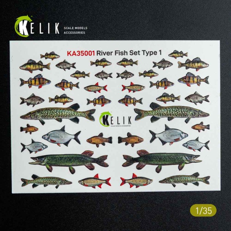 Reskit KA35001 River Fish set Type 1 - 3D Decal for dioramas 1/35