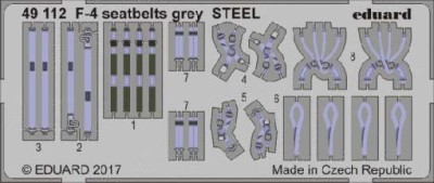 Eduard 49112 F-4 seatbelts grey STEEL 1/48