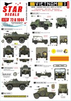 Star Decals 72-A1044 Vietnam ARVN # 3. V-100 Commando, Greyhound and other AFVs in South Vietnam army 1/72