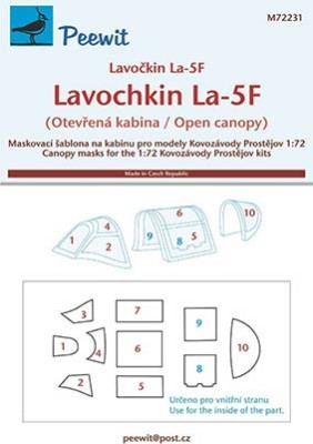 Peewit M72231 1/72 Canopy mask Lavochkin La-5F open can. (KP)