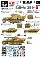 Star Decals STAR35914 Eastern front 1945 German Sd.Kfz.251 Ausf.DLate war German Sd.Kfz.251 Ausf.DGerman Sd.Kfz.251/9 Ausf.D StummelGerman Sd.Kfz.251/9 Ausf.D with 20mm KwK 38 gunGerman Sd.Kfz.251/21 Ausf.D DrillingGerman Sd.Kfz.251/22 Ausf.D with PAK gun