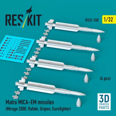 Reskit 32550 Matra MICA-EM missiles (4 pcs.) 1/32