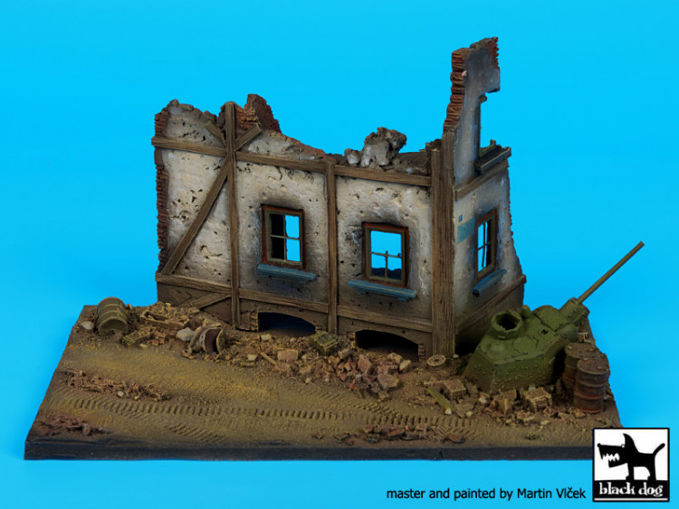 BlackDog D72023 Street with house ruin N°2 base (150x90 mm) 1/72