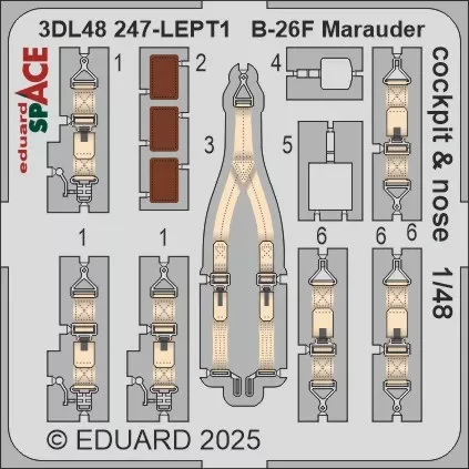 Eduard 3DL48247 B-26F Marauder cockpit & nose SPACE (ICM) 1/48