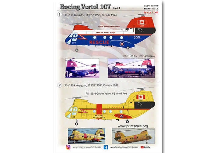 Print Scale 48-194 Boeing-Vertol 107 Part 1 1/48