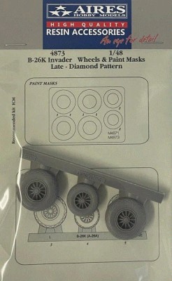 Aires 4873 B-26K Invader late wheels&amp;p.masks Diamond p. 1/48