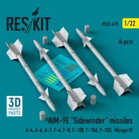 Reskit 32479 AIM-9E 'Sidewinder' missiles (4 pcs.) 1/32