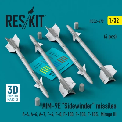 Reskit 32479 AIM-9E 'Sidewinder' missiles (4 pcs.) 1/32