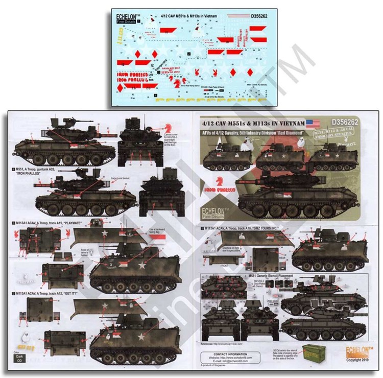 Echelon FD D356262 4/12 CAV M551 Sheridans & APC M113s in Vietnam 1/35